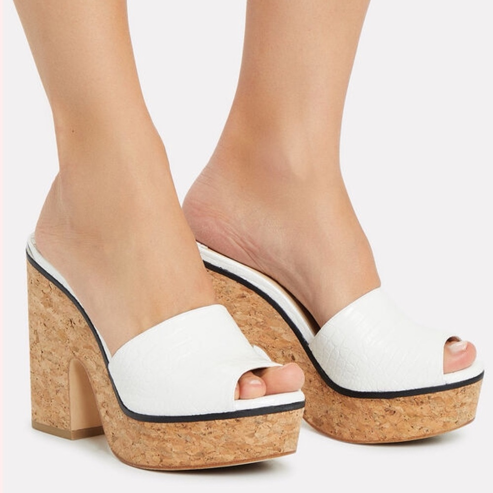 Jimmy Choo Deedee Croc-Embossed Platform Sandals NEW